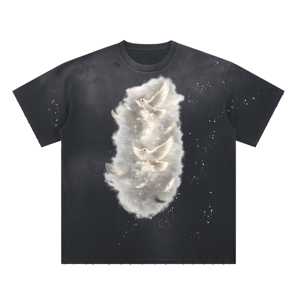 Hand-Frayed Sunfade Paint Splatter T-Shirt