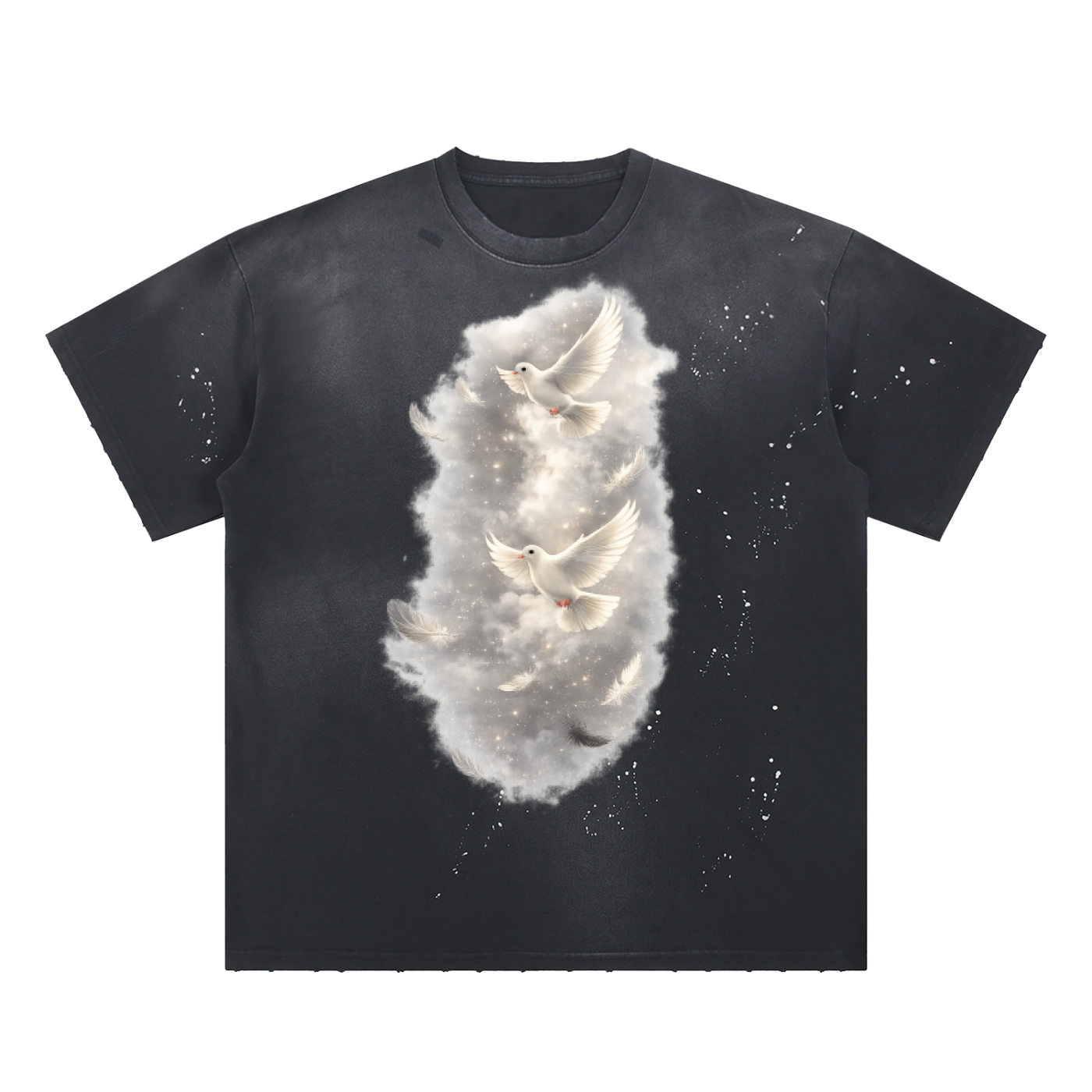 Hand-Frayed Sunfade Paint Splatter T-Shirt
