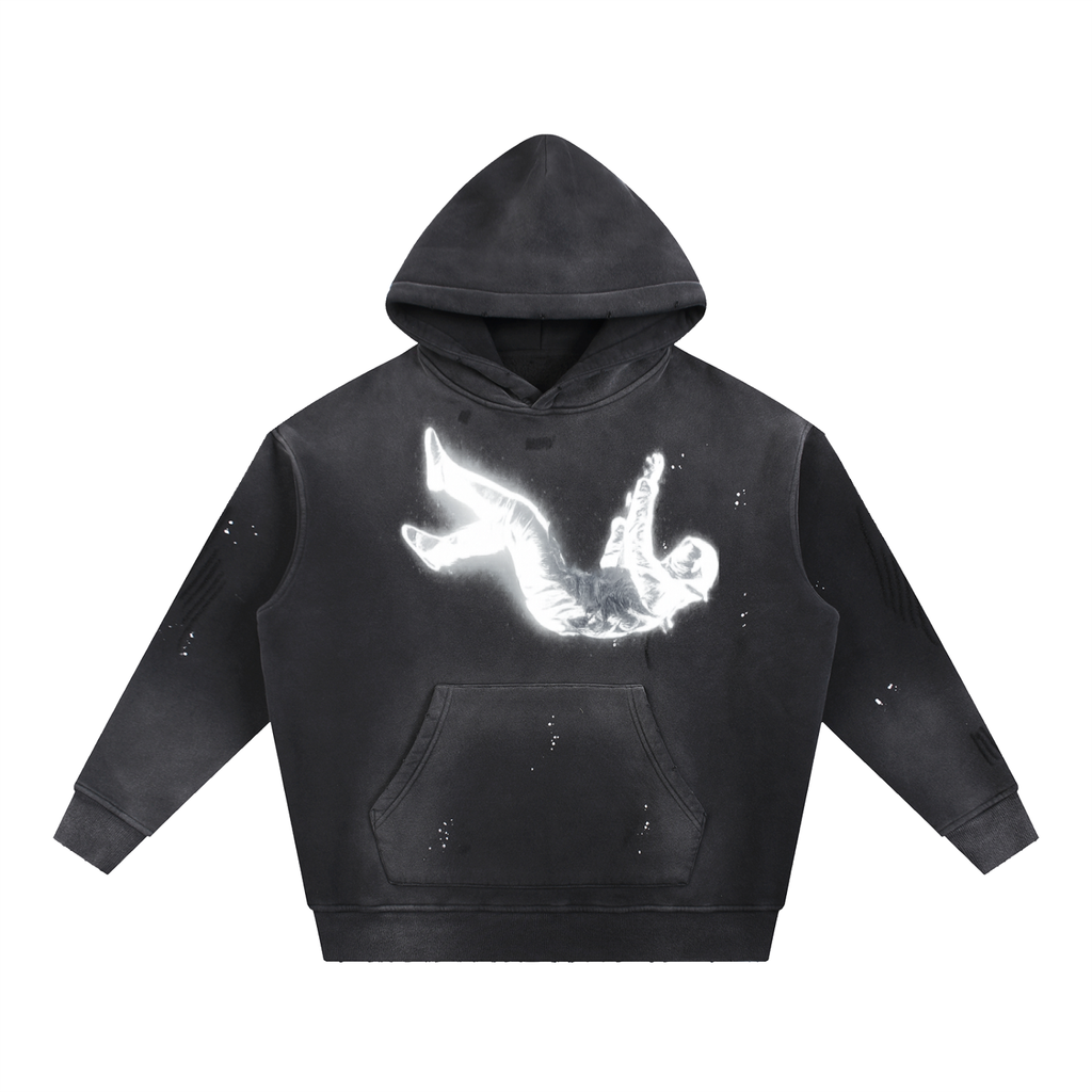 Vintage Washed Frayed Fleece Hoodie
