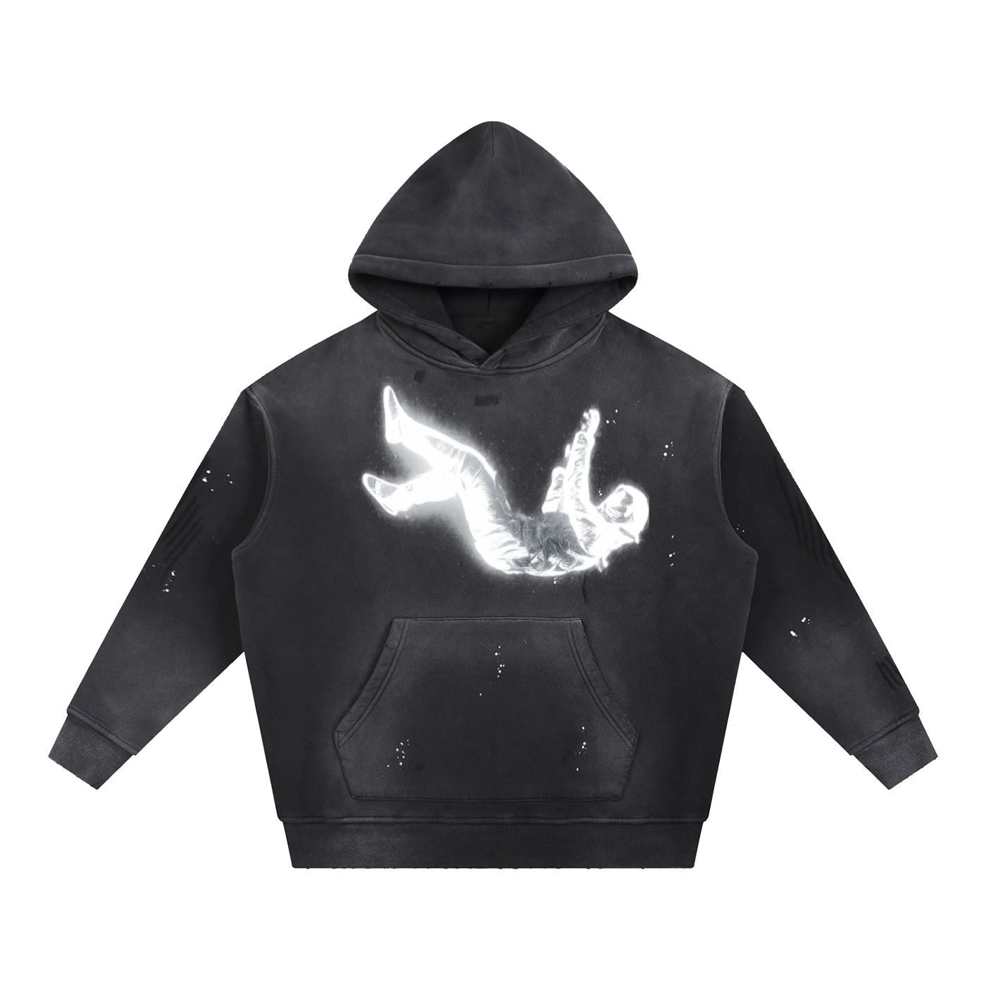 Vintage Washed Frayed Fleece Hoodie