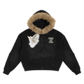 Sun Fade Boxy Detachable Fur Hoodie