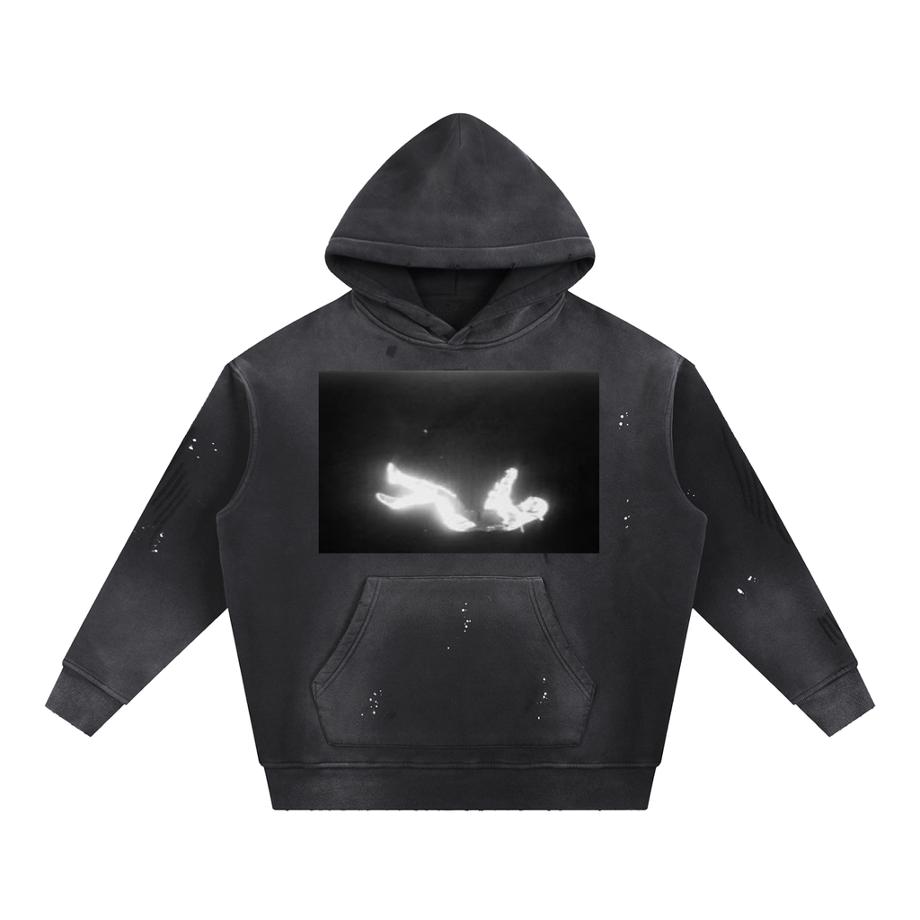 Vintage Washed Frayed Fleece Hoodie