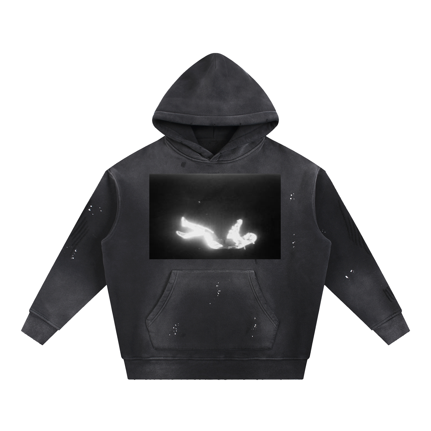 Vintage Washed Frayed Fleece Hoodie